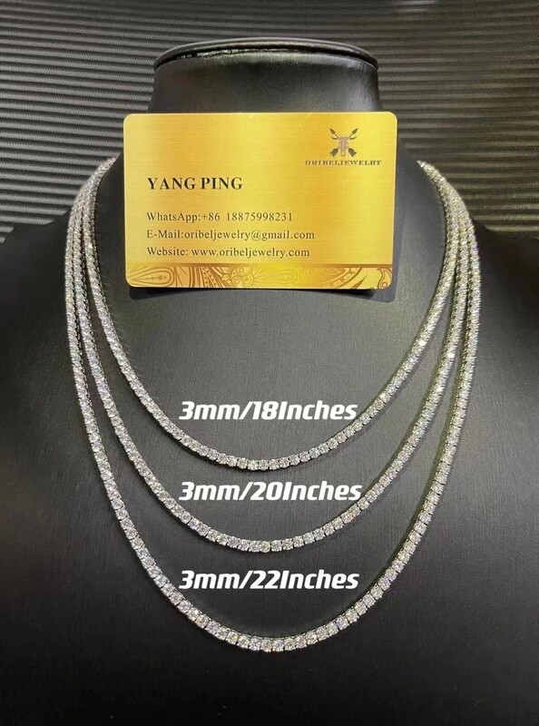 3mm tennis chain necklace  moissanite