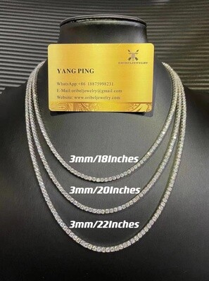 3mm tennis chain necklace  moissanite