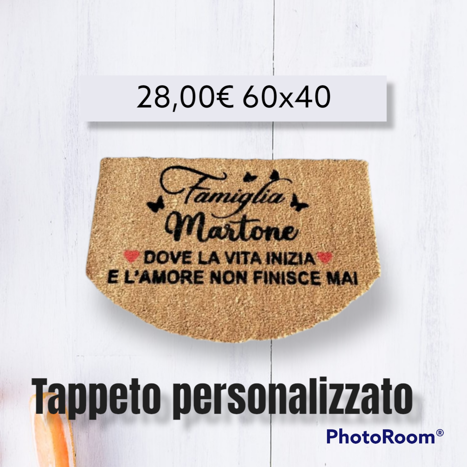Zerbino Personalizzato in cocco curvo 
