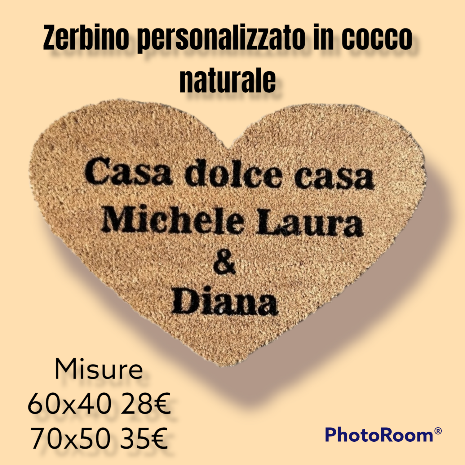 Zerbino Personalizzato forma di cuore con nomi 