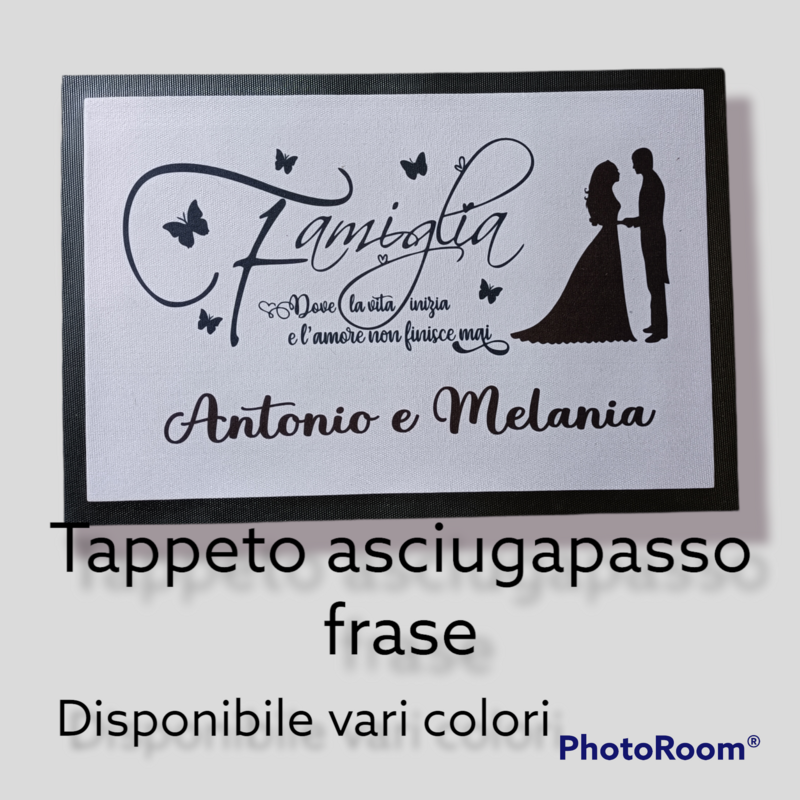 Zerbino Tappeto Personalizzato Asciugapasso Con frase e sposi