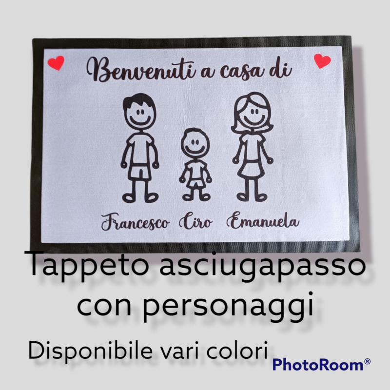 Zerbino Tappeto Personalizzato Asciugapasso Con omini famiglia