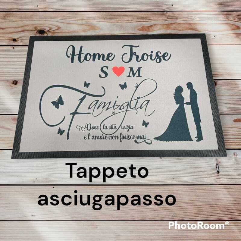 Zerbino Tappeto Personalizzato Asciugapasso Con frase e sposi