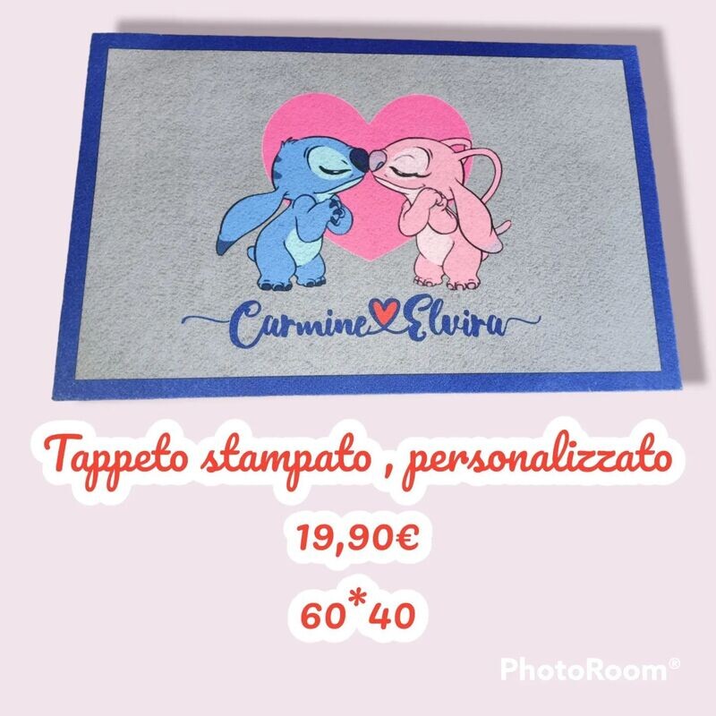 Tappeto personalizzato stampato stitch innamorati 60x40