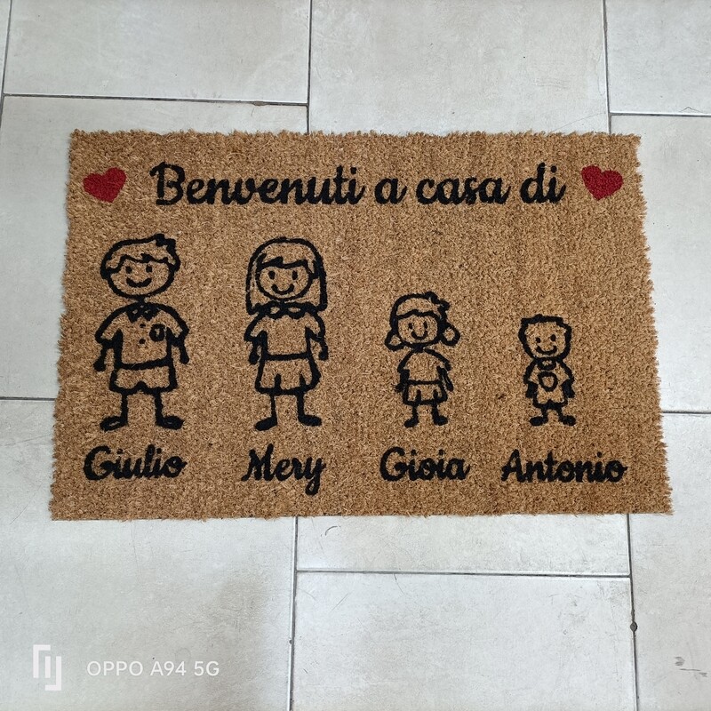 Zerbino Personalizzato in cocco con famiglia 