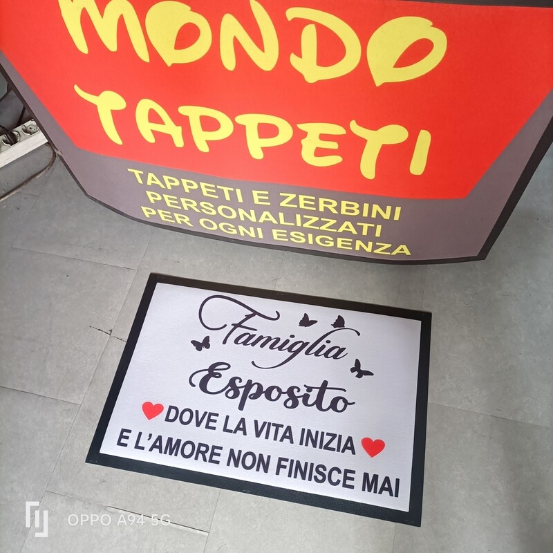 Zerbino Tappeto Personalizzato Asciugapasso Con frase e cognomi