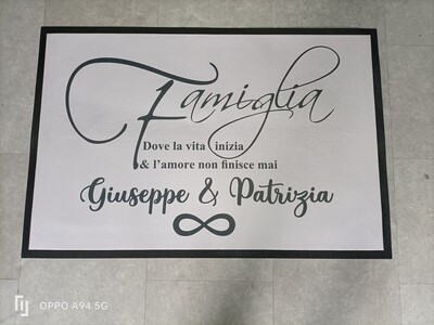 Zerbino Tappeto Personalizzato Asciugapasso Con frase e nomi 