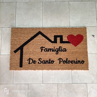 Zerbino Personalizzato con casetta e cognome Zerbino Personalizzato con casetta e cognome