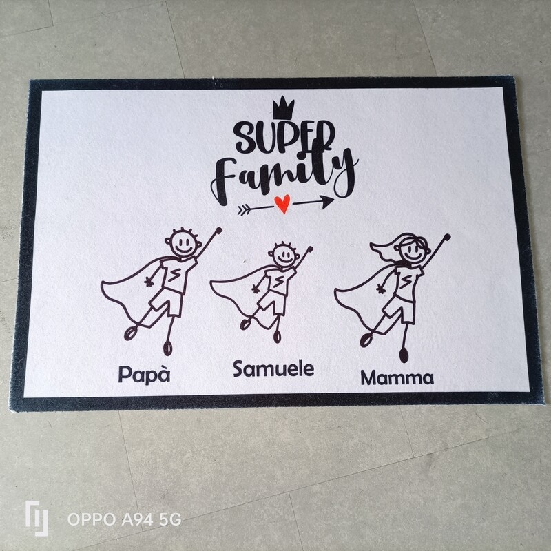 Tappeto personalizzato stampato modello super famiglia 60x40