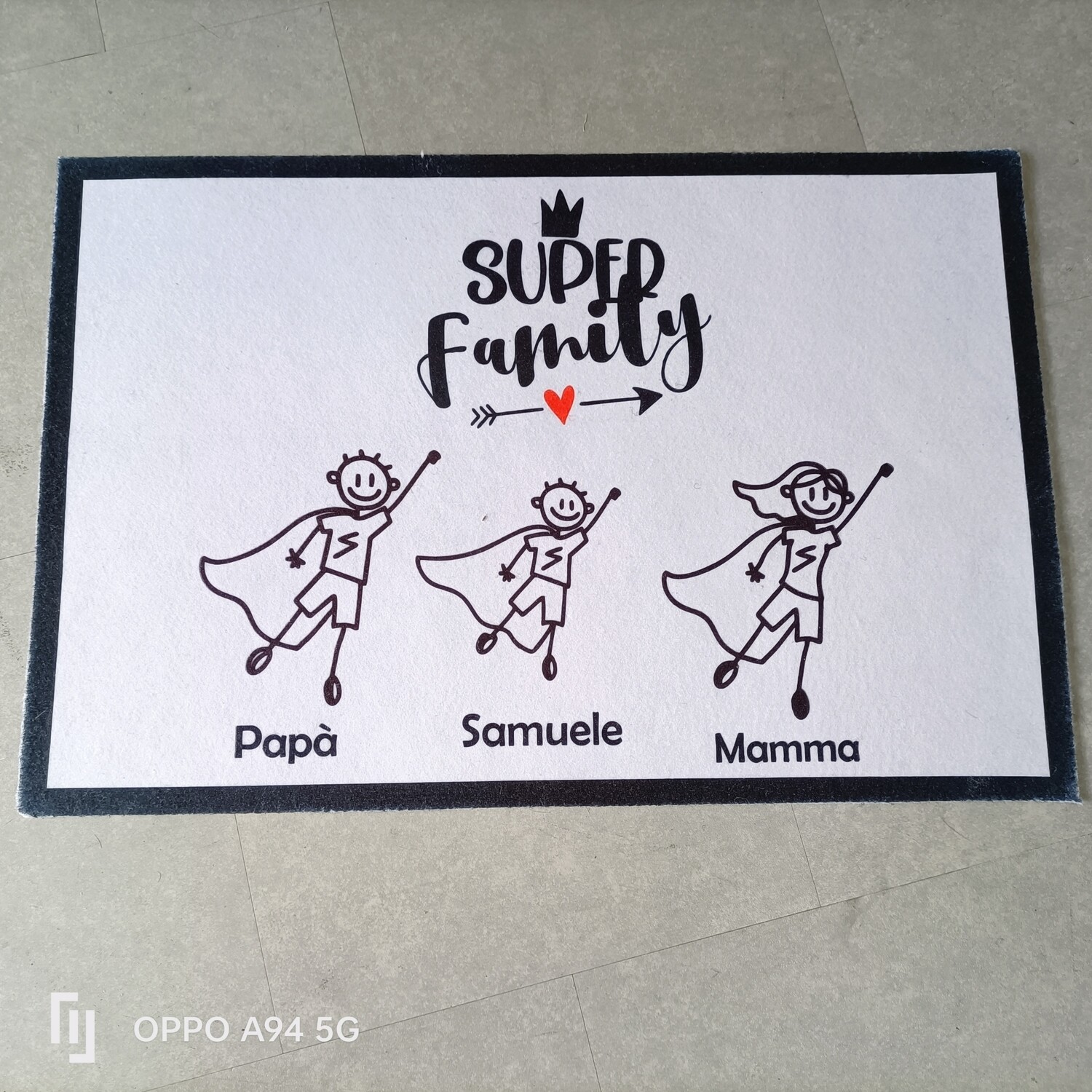 Tappeto personalizzato stampato modello super famiglia 60x40