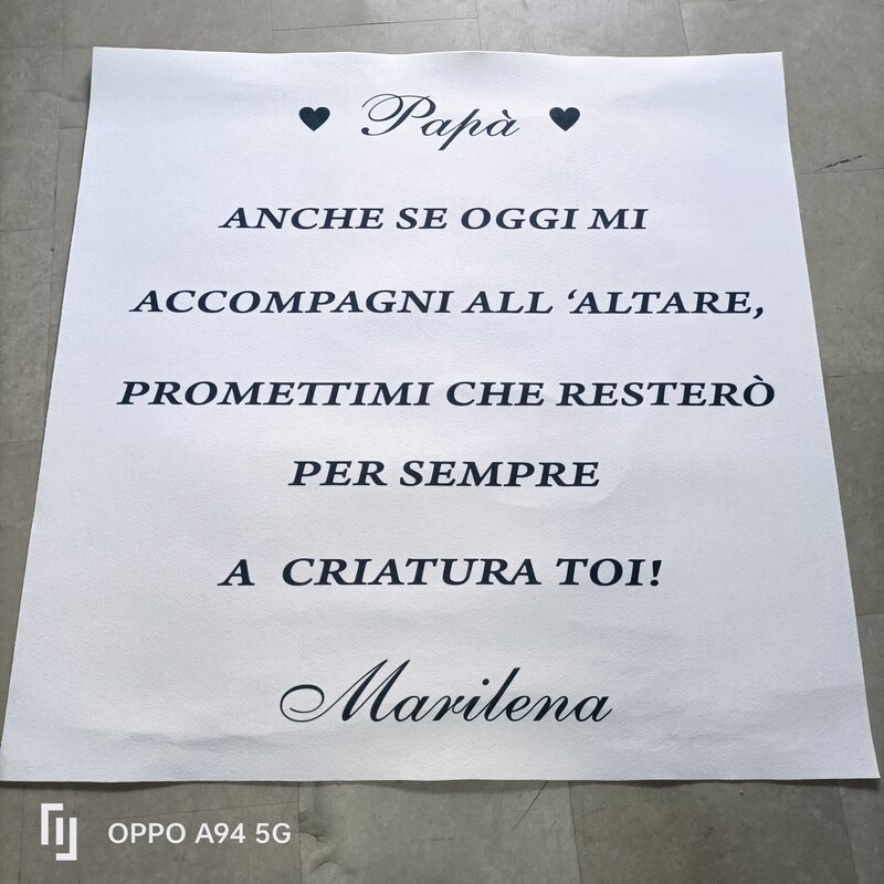 Tappeto personalizzato per matrimonio con frase personalizzata
