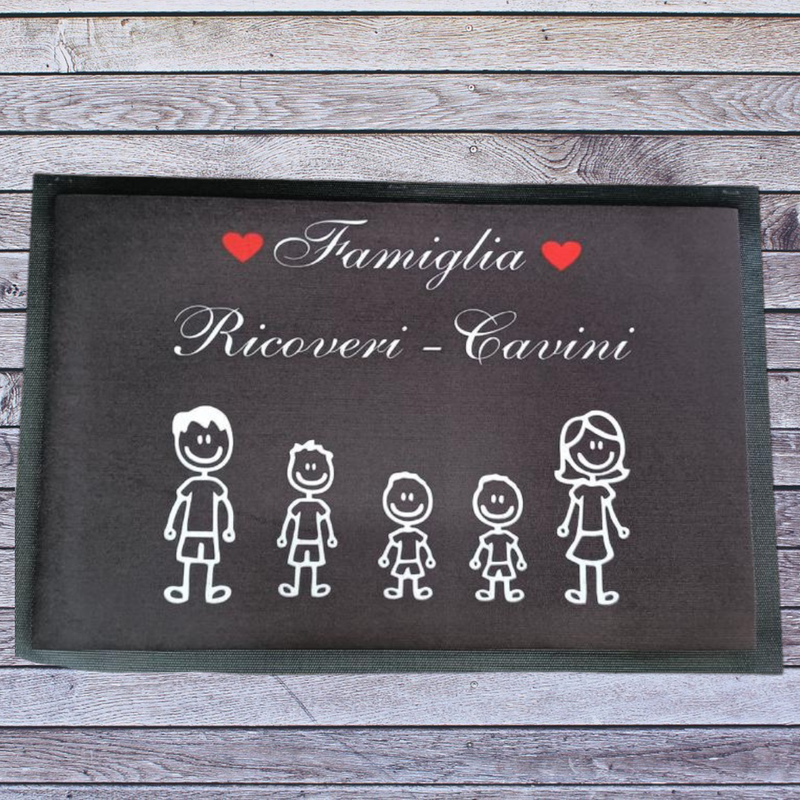 Zerbino Tappeto Personalizzato Asciugapasso con famiglia