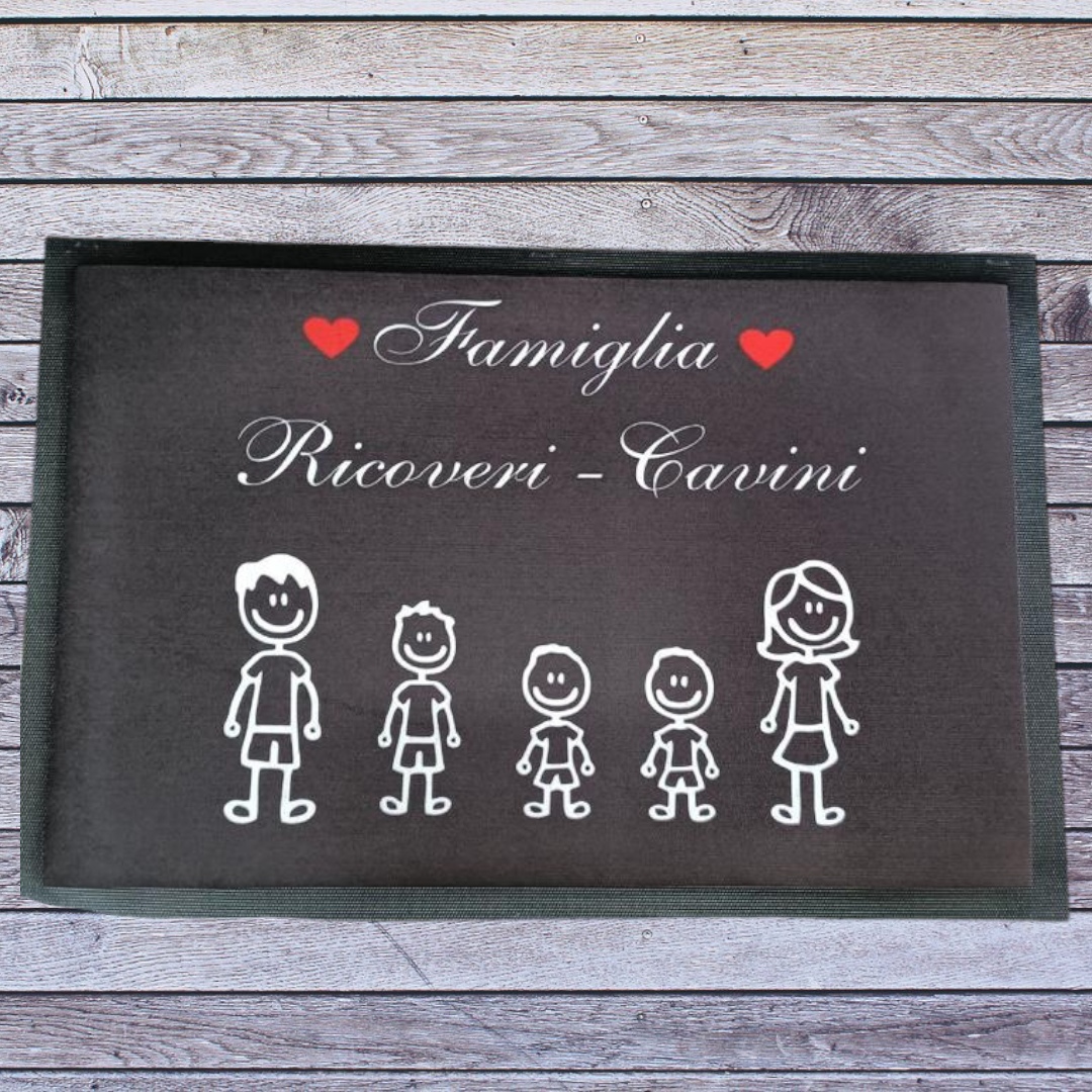 Zerbino Tappeto Personalizzato Asciugapasso con famiglia