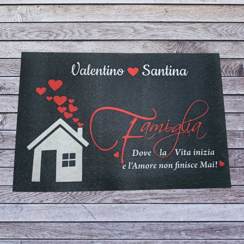 Tappeto personalizzato Zerbino con frase e nomi 60x40