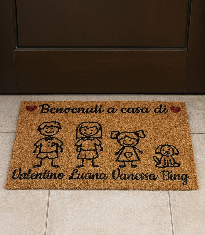Zerbino Personalizzato in cocco con famiglia 
