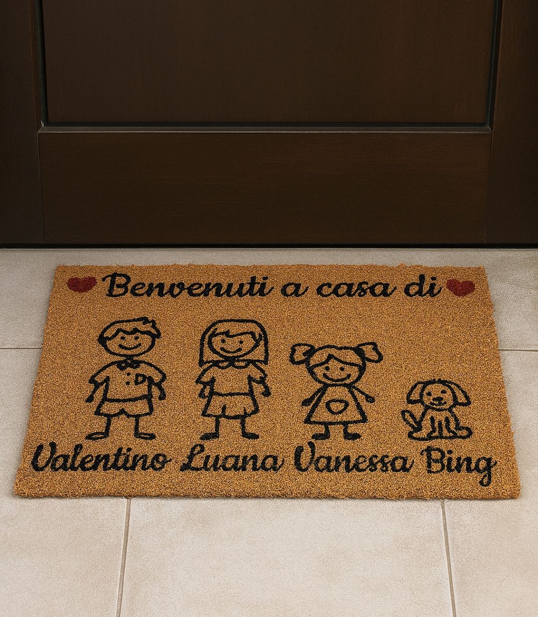 Zerbino Personalizzato in cocco con famiglia 