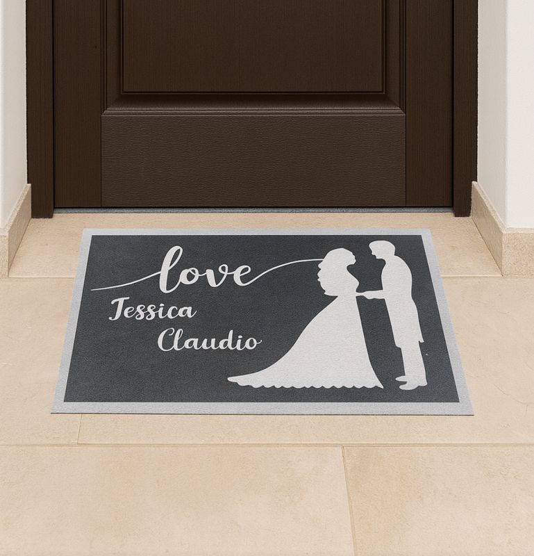 Tappeto personalizzato stampato modello sposi 75x50
