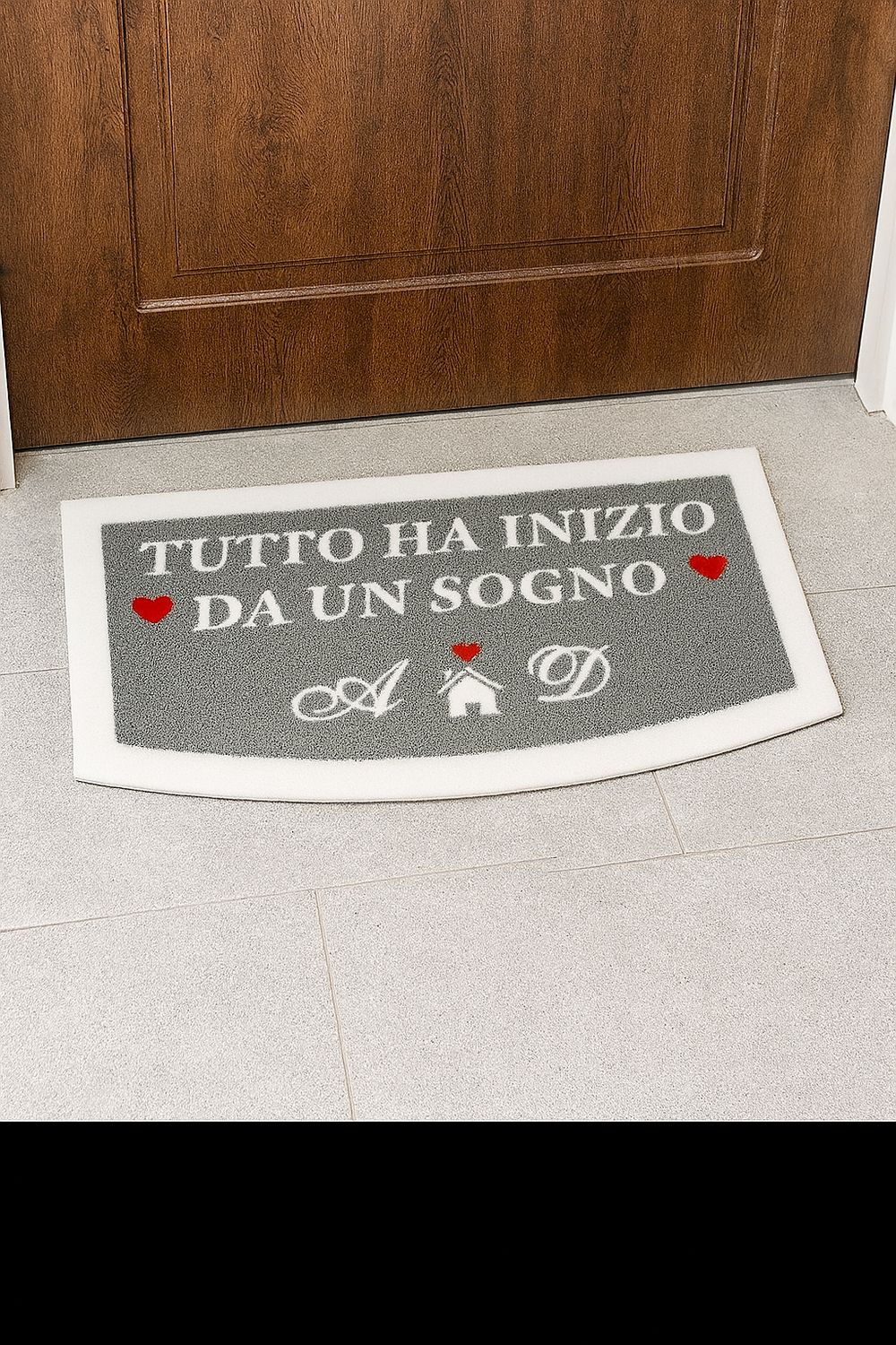 Zerbino personalizzato intarsiato con  frase ed iniziali 