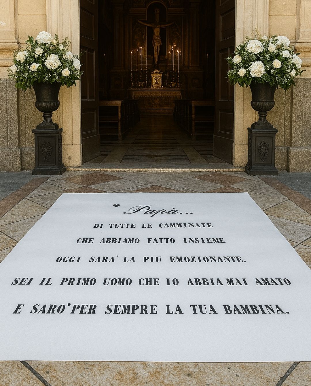 Tappeto per matrimonio con dedica per papà
