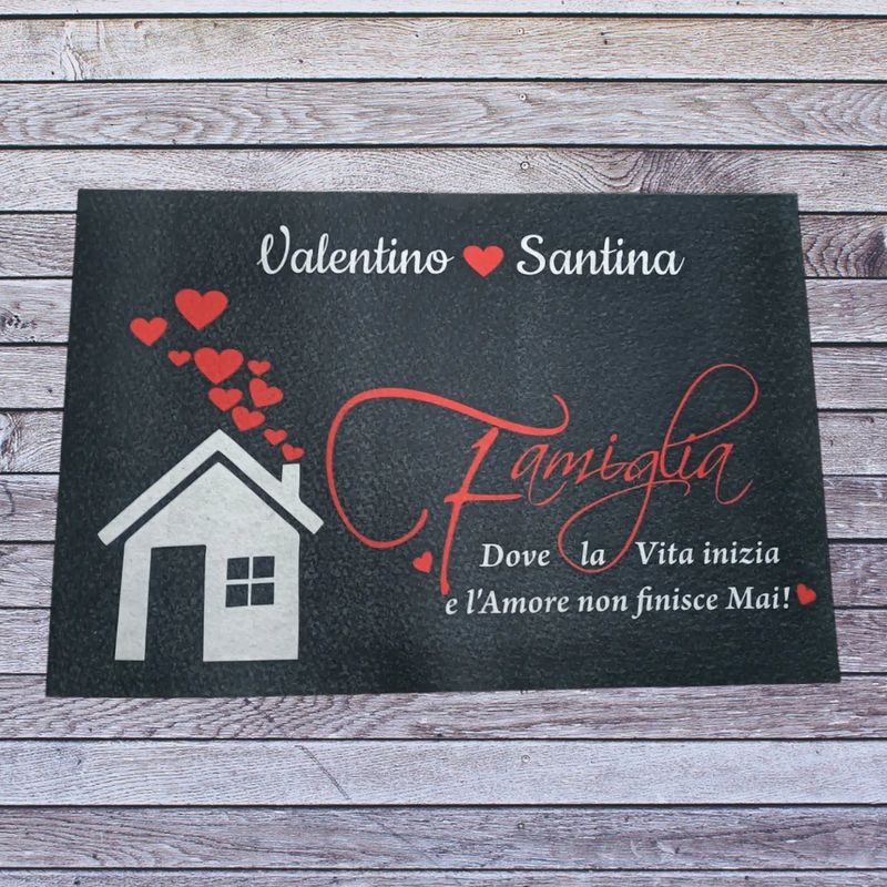Tappeto personalizzato Zerbino con frase e nomi 75x50