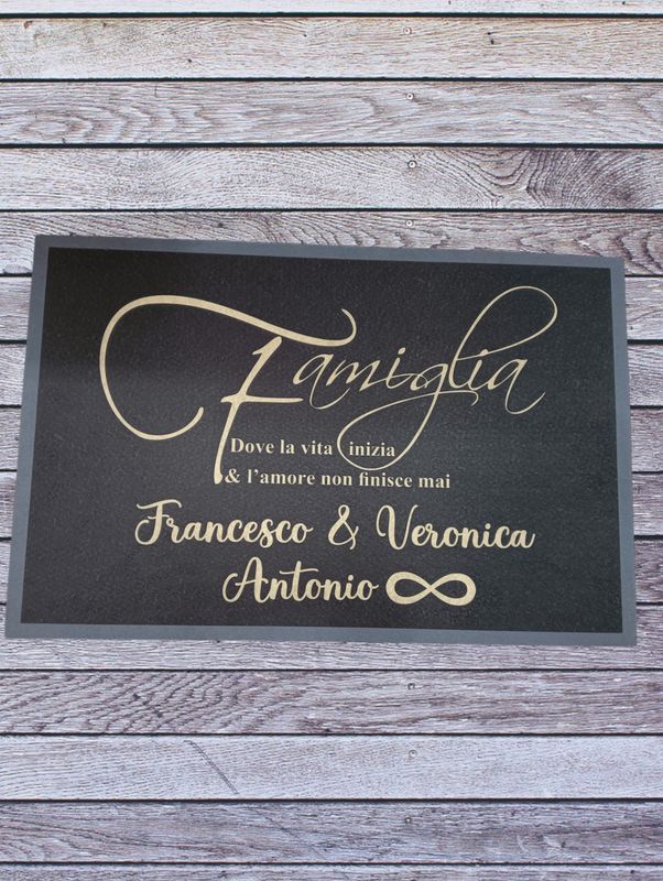 Tappeto personalizzato Zerbino con frase e nomi 