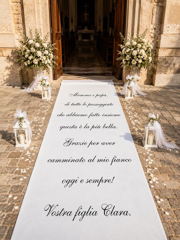 Tappeto personalizzato per matrimonio con frase personalizzata
