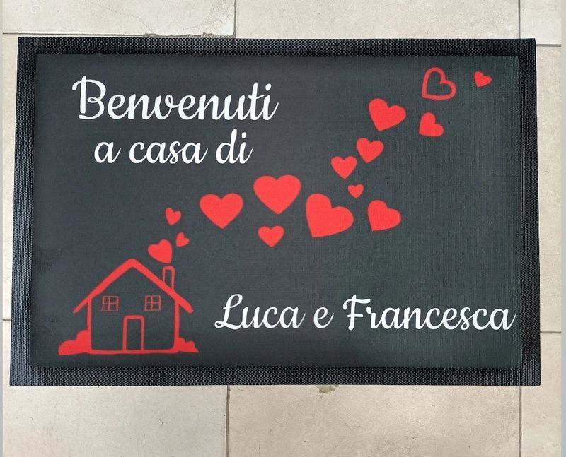 Zerbino Tappeto Personalizzato Asciugapasso Con  casetta e nomi
