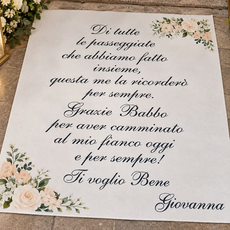 Tappeto Personalizzato per matrimonio con decorazioni Tappeto Personalizzato per matrimonio con decorazioni