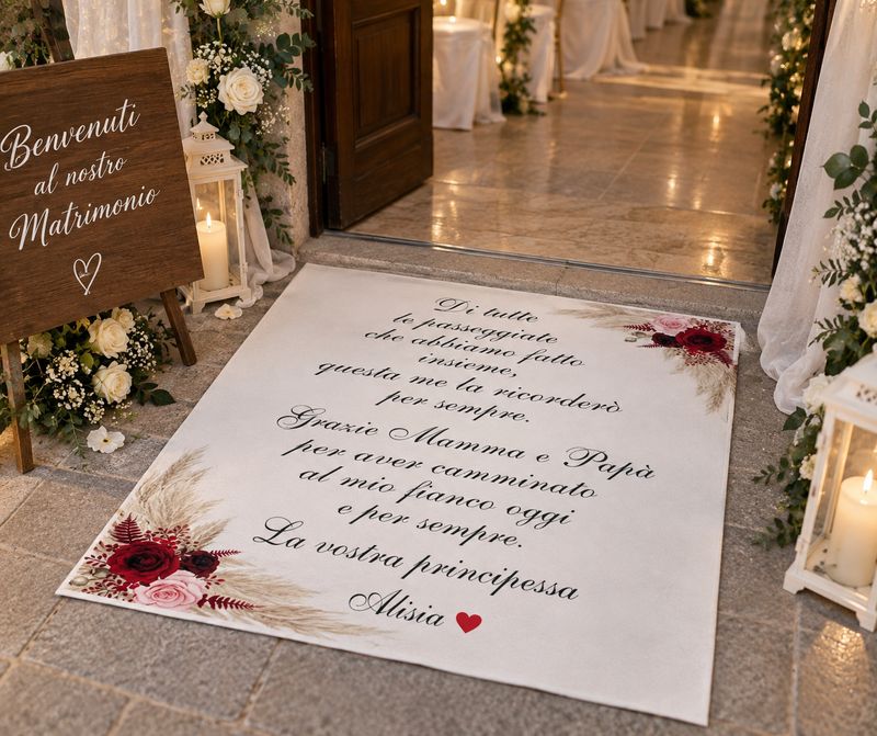 Tappeto Personalizzato per matrimonio con decorazioni