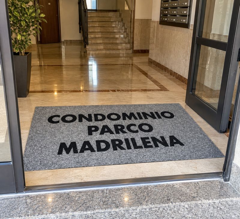 Zerbino Tappeto personalizzato intarsiato per condominio 