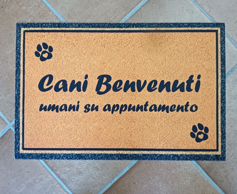 Tappeto Zerbino Simpatico Cani benvenuti umani su appuntamento 