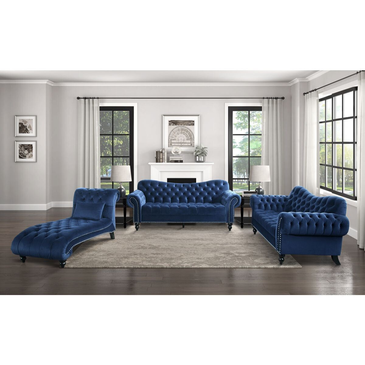 Navy Blue Chaise