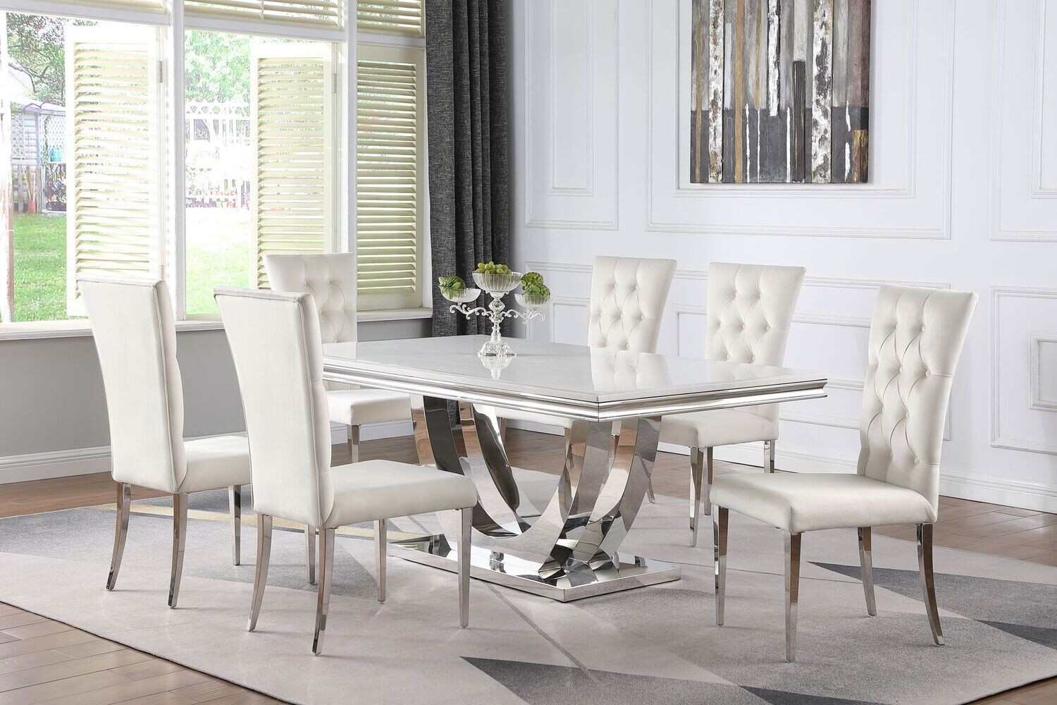 Kerwin 5-Piece Dining Room Set White And Chrome