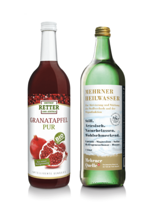 11+1 Flaschen | Bio Granatapfel pur, 100 % Bio-Natur-Direktsaft & Mehrner Heilwasser