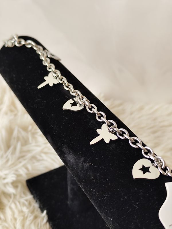 PULSERA DE ACERO CORAZON LIBÉLULA