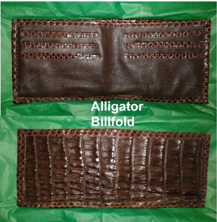 Men Brown Alligator 2 fold wallet