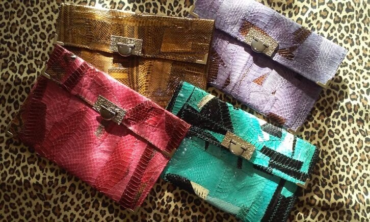 Women Snakeskin Clutch Purse
