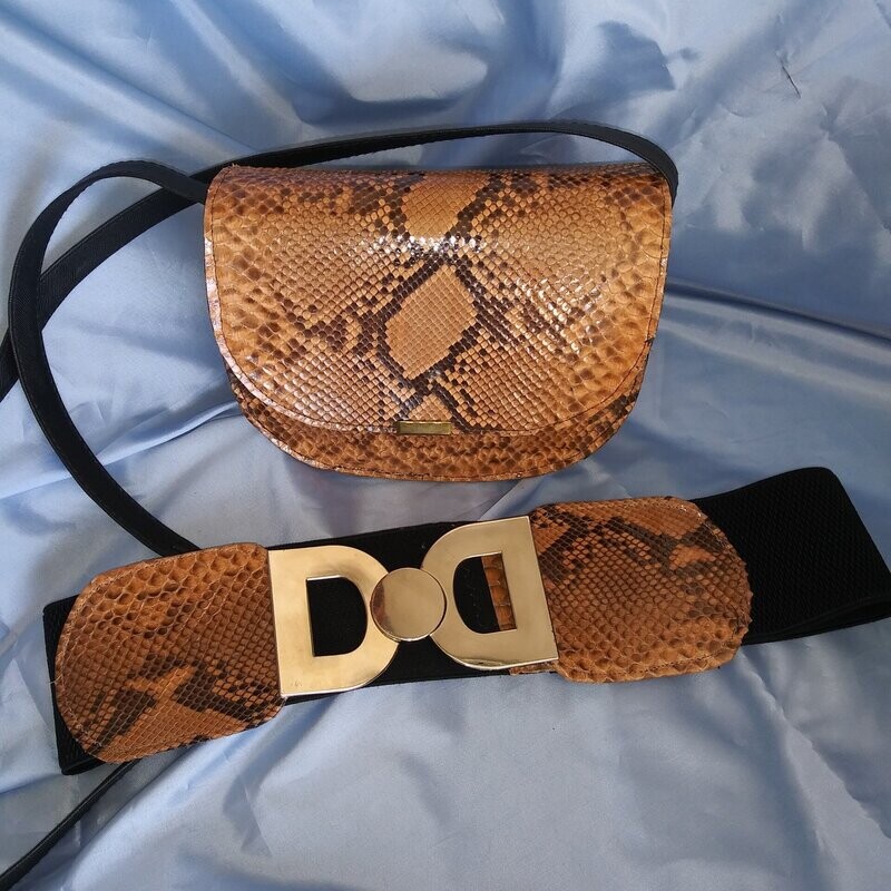 Python Tan Shoulder Purse/Belt