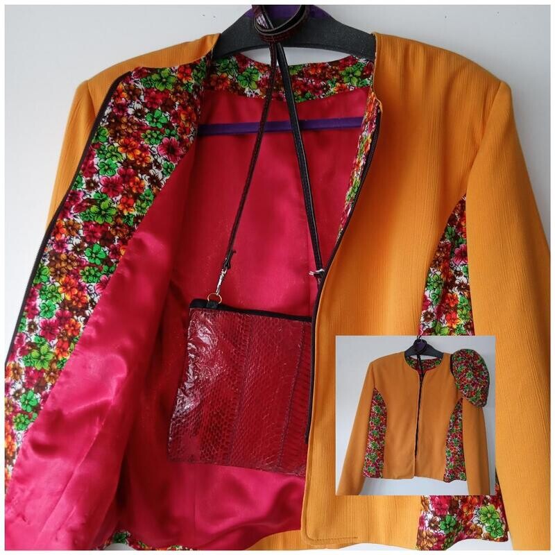 Orange Female Short Jacket-Cap