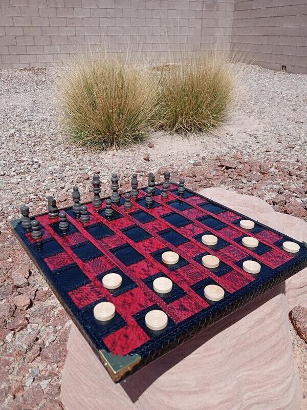 Chess/Checker set 
Red & Black Snakeskin