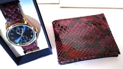 Watch & Band; -Also Burgundy Python Skin Wallet