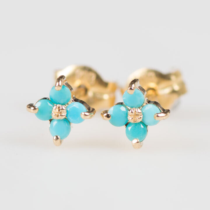 スターダストフラワー・ピアス［ターコイズ］