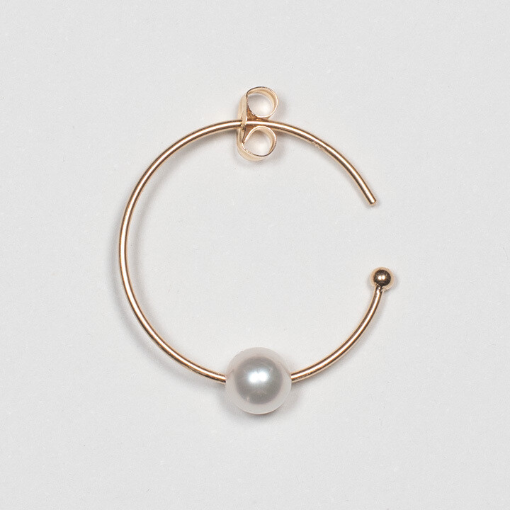 プレーン・フープ＋パール・ピアス［S］