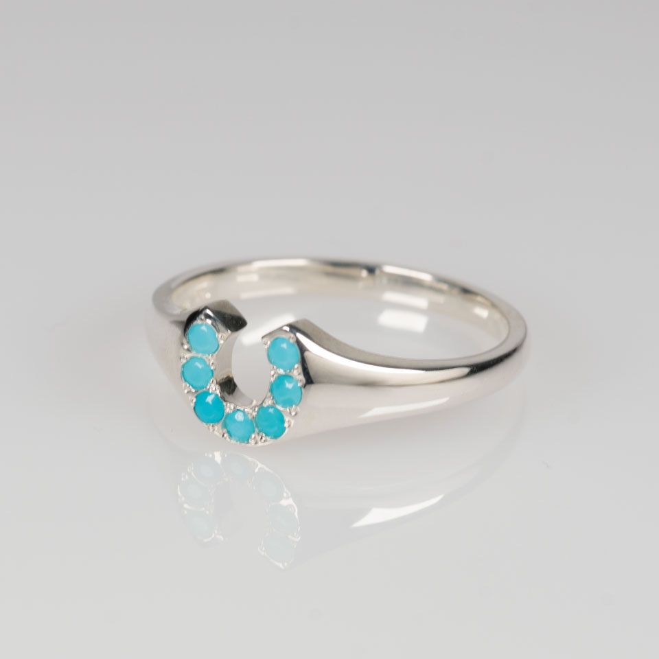 スモール・ホースシュー・リング［ターコイズ］