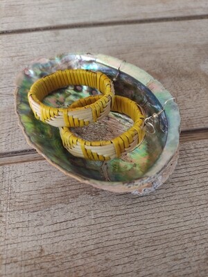 Yellow &amp; natural coloured hoop earrings