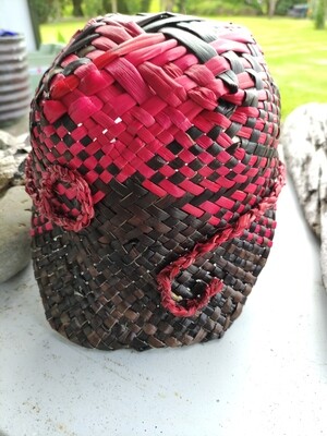 Red & dark brown cap with koru pattern