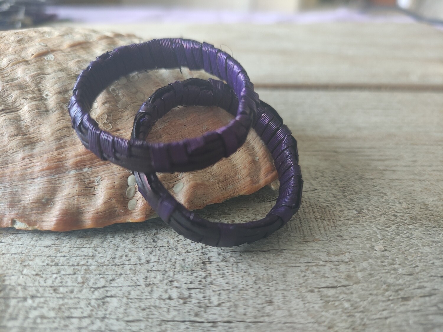 Beautiful dark purple harakeke hoop earrings