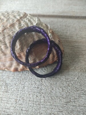 Beautiful dark purple harakeke hoop earrings