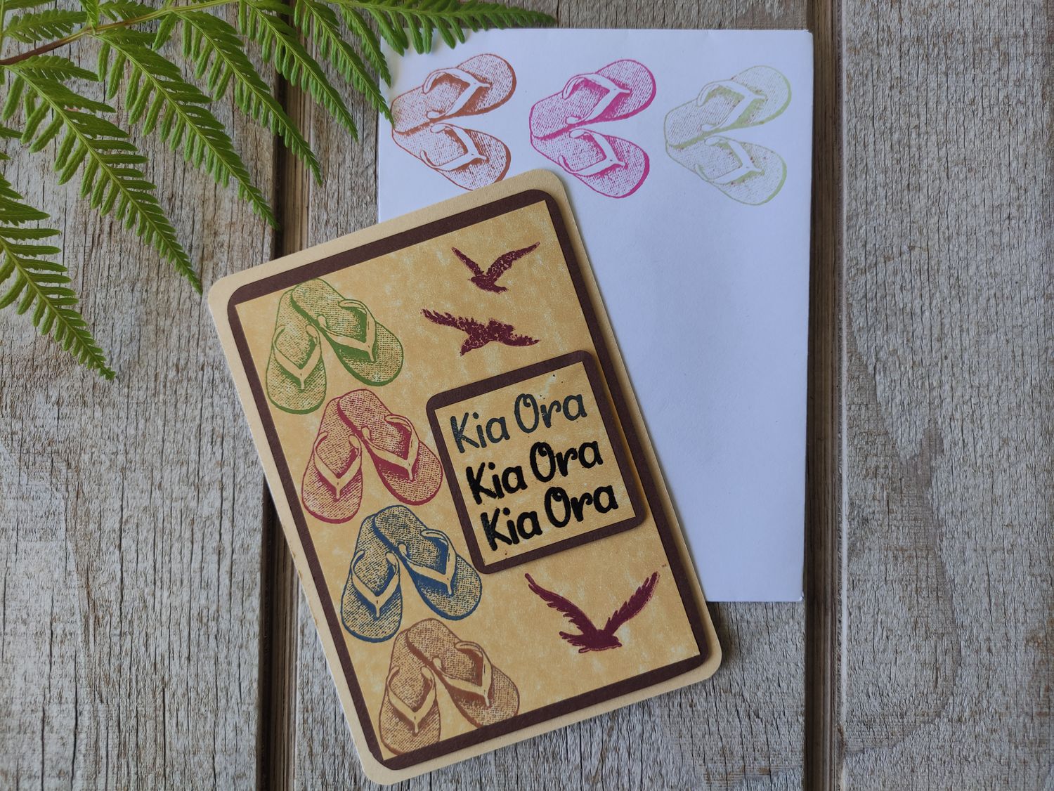 Brown &amp; Yellow &quot;Kia Ora&quot; card
