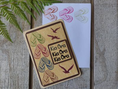 Brown &amp; Yellow &quot;Kia Ora&quot; card